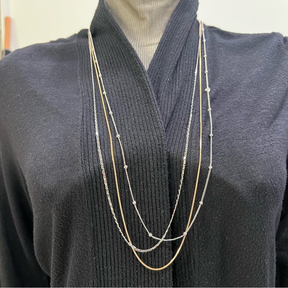 Elegant Gold and Silver Layered Necklace